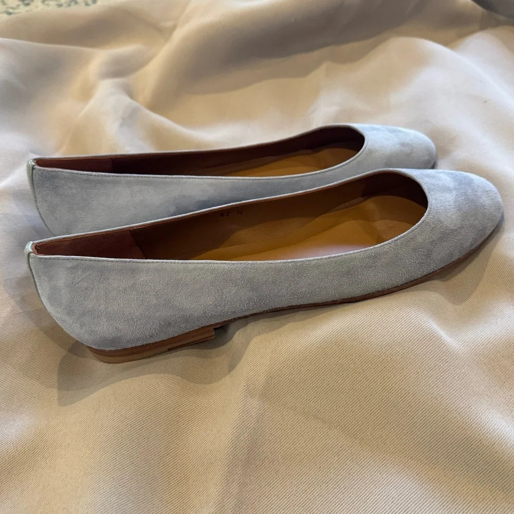 Margaux Light Gray Suede Flats - Picture 4 of 10